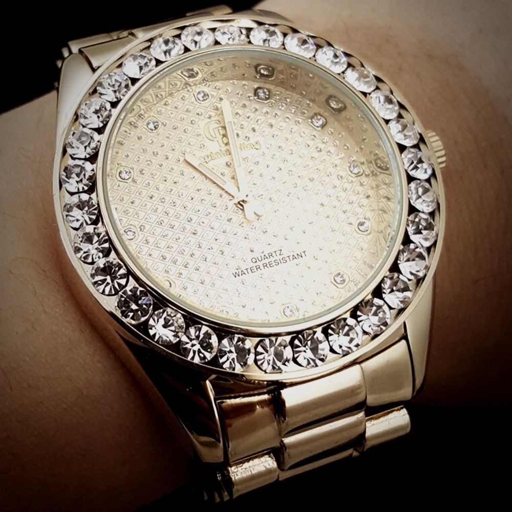 Captain Bling -Men’s Wristwatch Iced Trimmed On The Bezel CZ Luxury Watch